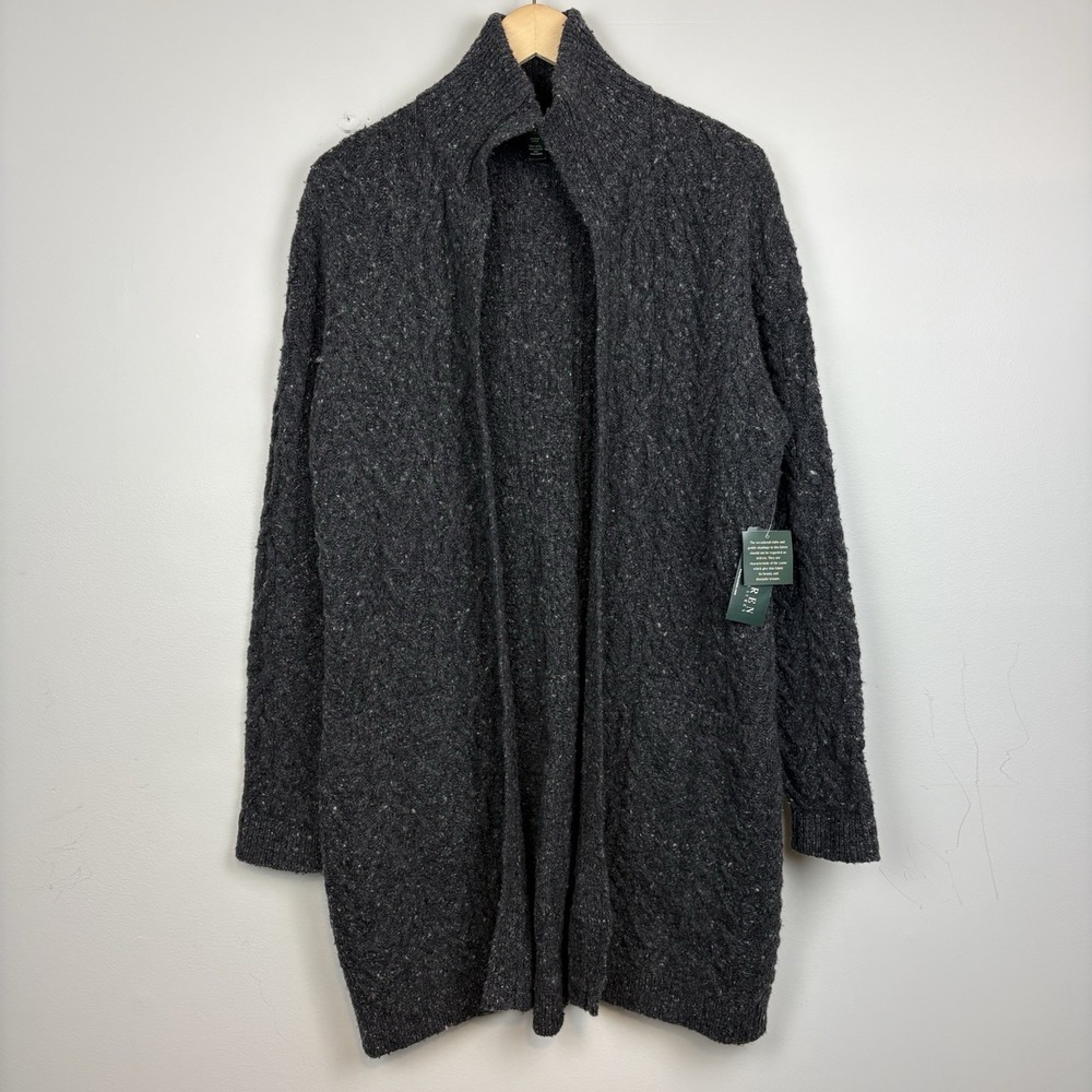 New Vtg Lauren Ralph Lauren Open Front Cardigan Sweater Women's L Fisherman Wool